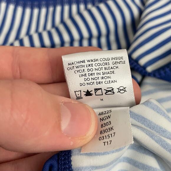 Hanna Andersson Blue Stripe Long Sleeve One Piece Rash Guard Swimsuit 75 12-18M - Picture 12 of 12